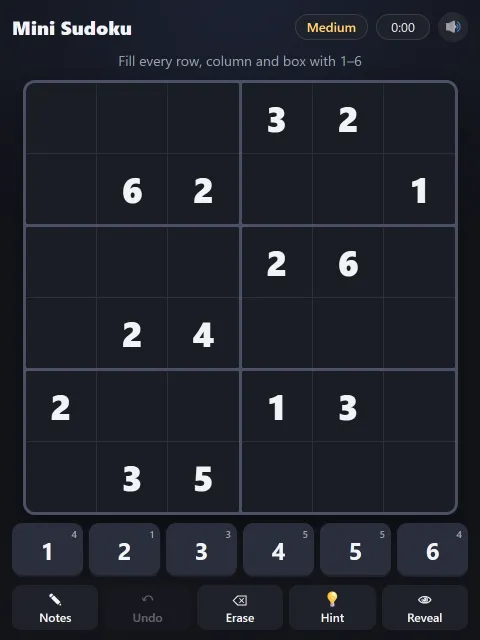 Mini Sudoku · Medium · 14 clues