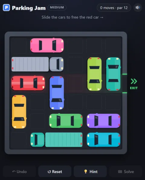 Parking Jam · Medium · 12 moves